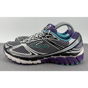 Brooks Ghost 5 Running Shoes Womens 10 B Purple Teal Silver Athletic 1201131B532